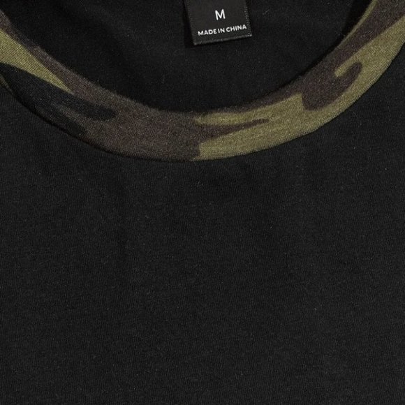 Casual Black Men's Camo Print Tee Shirt - Picture 3 of 4